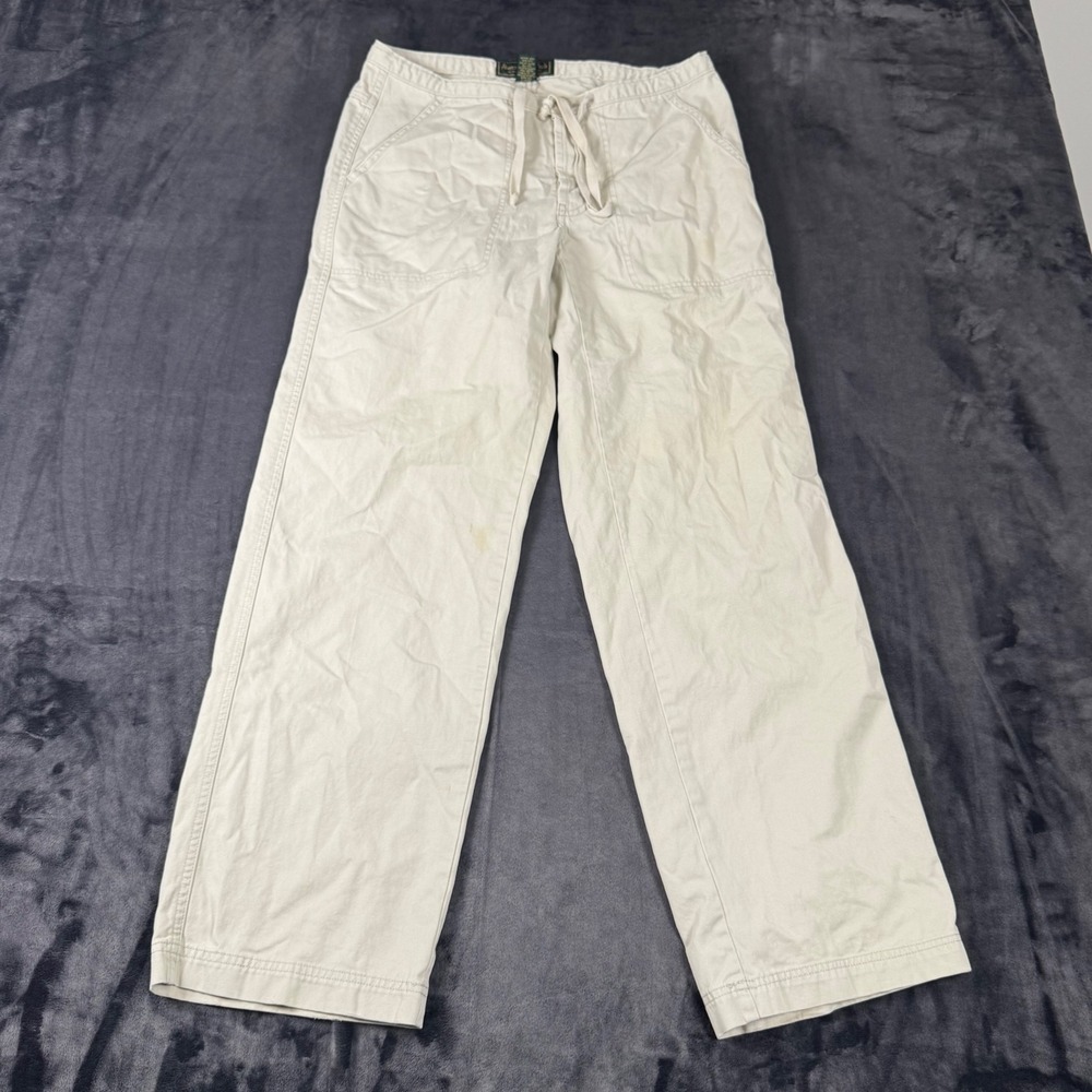 Abercrombie & Fitch Pants Womens S Beige Khaki Cotton Drawstring Straight Leg